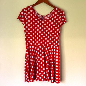 Candy Di Red and White Cap Sleeve Polka Dot Mini Dress